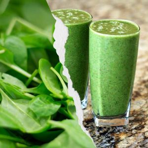 Glasses of spinach smoothies